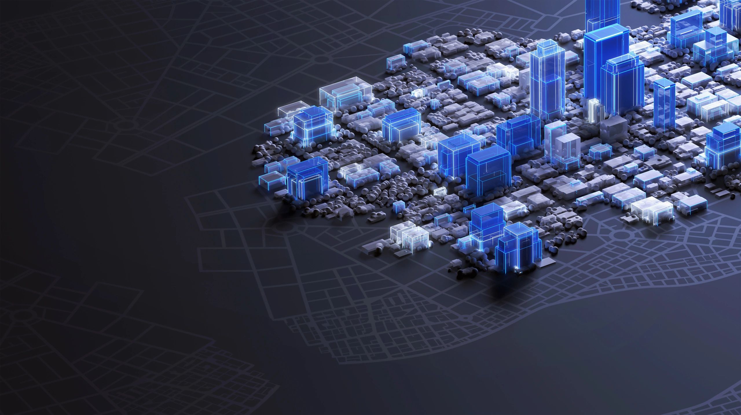 Abstract smart city visualization representing data systems